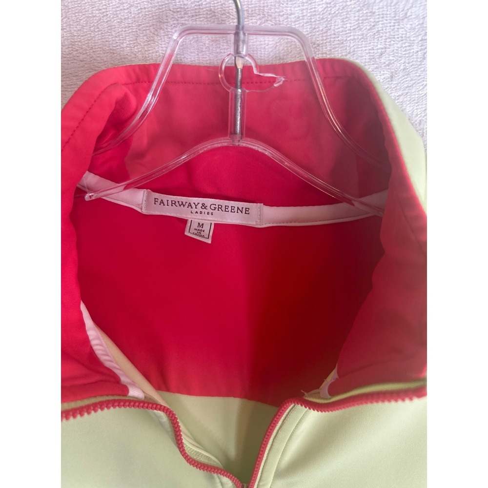 Fairway & Greene Ladies Lime Green Coral 1/4 Zip Golf Pullover Top Medium - Picture 2 of 5